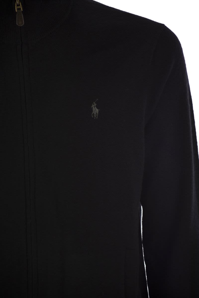 POLO  Wool Zip-Up Sweater with Mock Neck - Regular Fit-OSI