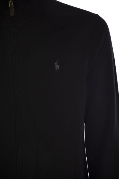 POLO  Wool Zip-Up Sweater with Mock Neck - Regular Fit-OSI