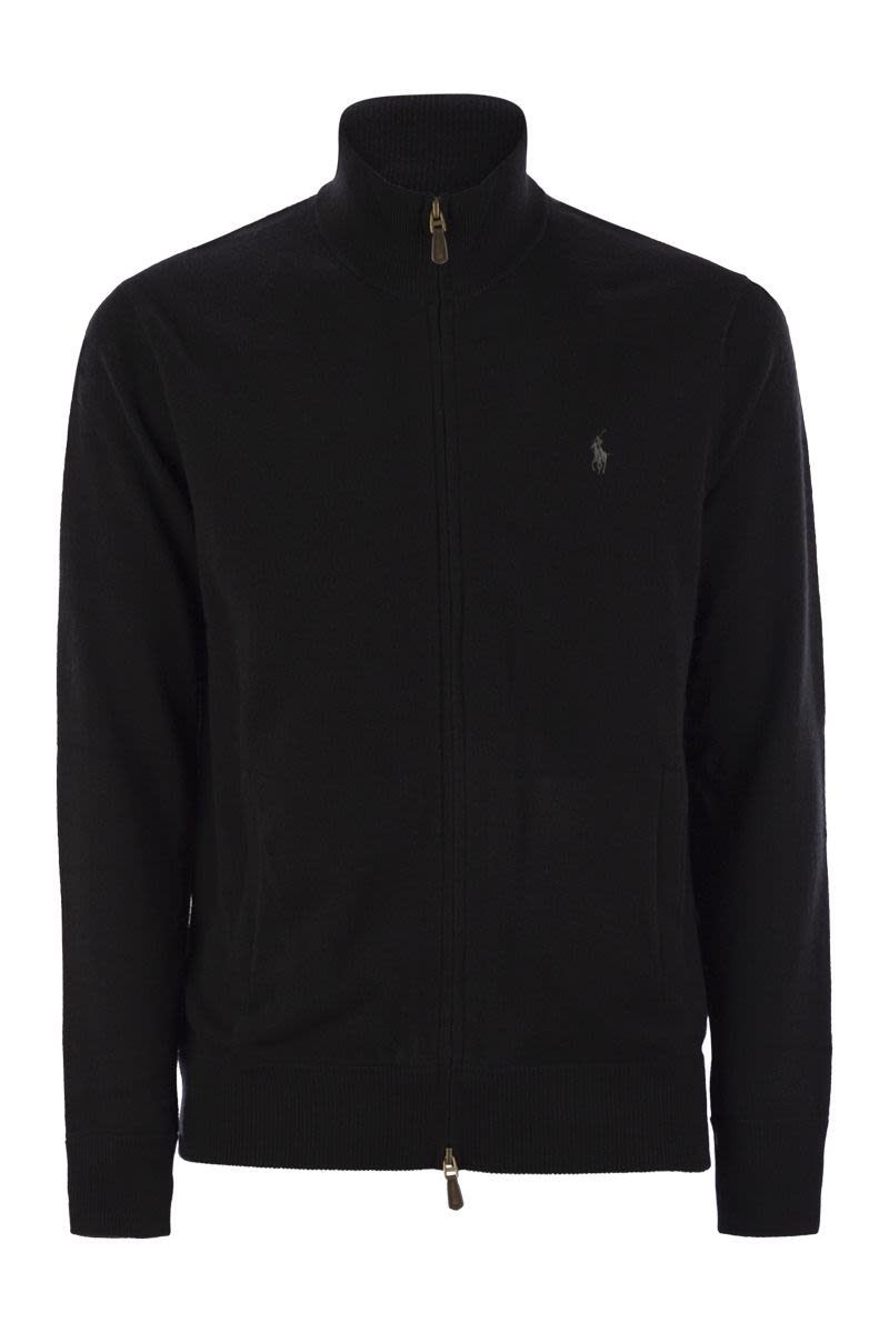 POLO  Wool Zip-Up Sweater with Mock Neck - Regular Fit-OSI