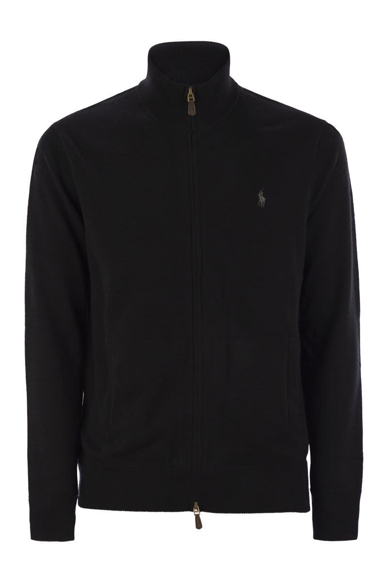 POLO  Wool Zip-Up Sweater with Mock Neck - Regular Fit-OSI