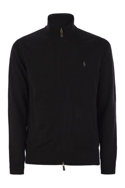 POLO  Wool Zip-Up Sweater with Mock Neck - Regular Fit-OSI