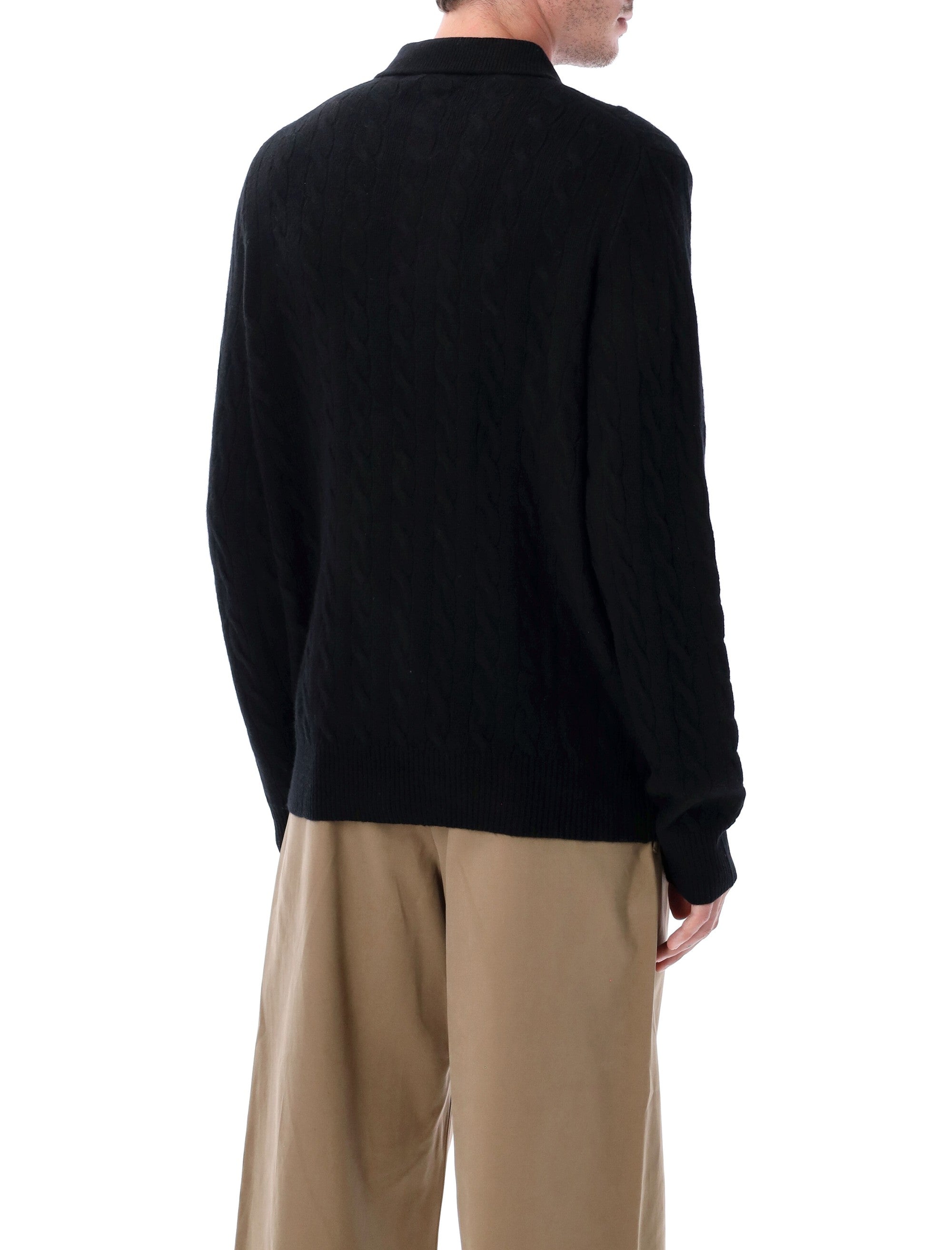 POLO  Men's Cable Knit Polo Sweater-OSI