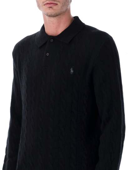 POLO  Men's Cable Knit Polo Sweater-OSI