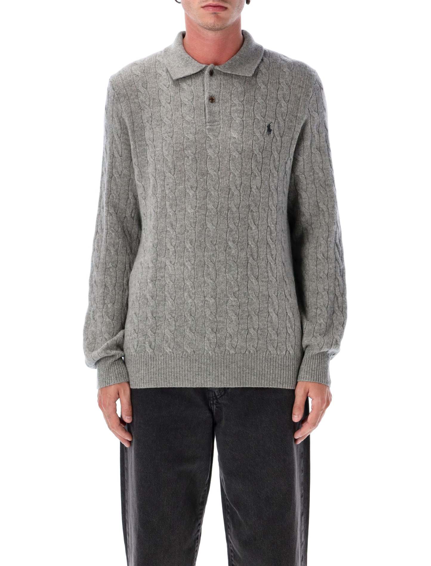 POLO  Cable Knit Polo for Men - FW25 Collection-OSI