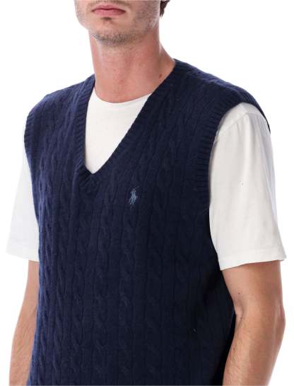 POLO  Classic Cable-Knit Cashmere Sleeveless Jumper-OSI