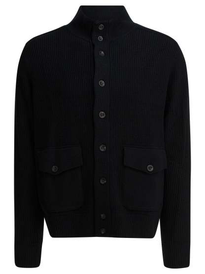POLO  Wool Cardigan with Mock Neckline - Regular Fit-OSI