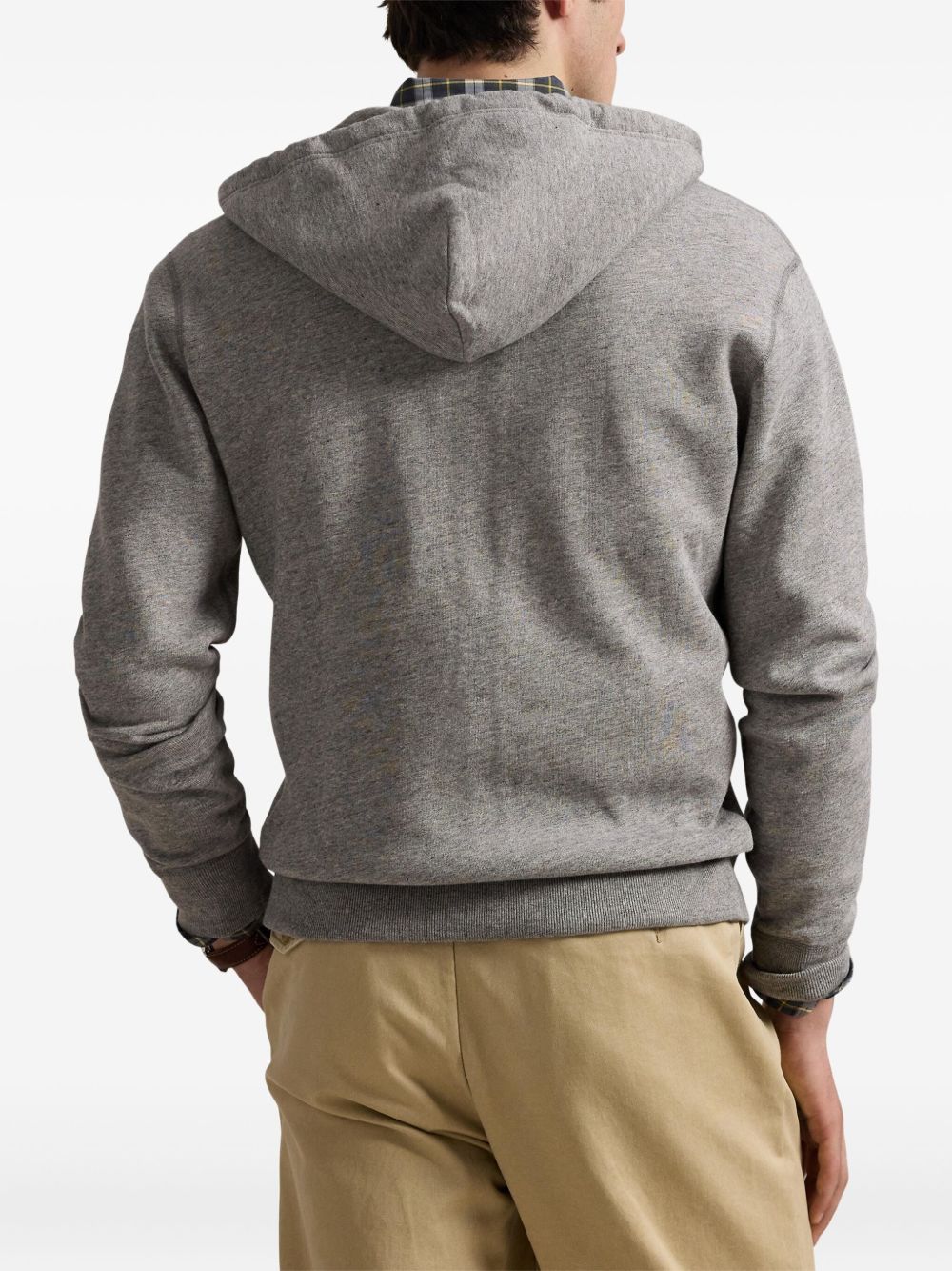 POLO  Men's Zip-Up Hoodie with Drawstring Hood and Appliqué-OSI