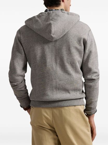 POLO  Men's Zip-Up Hoodie with Drawstring Hood and Appliqué-OSI