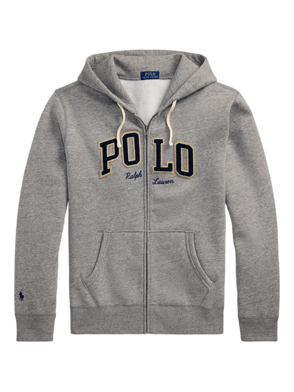 POLO  Men's Zip-Up Hoodie with Drawstring Hood and Appliqué-OSI