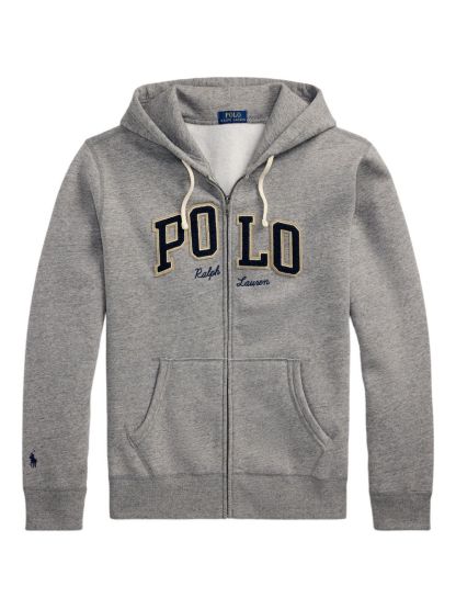 POLO  Men's Zip-Up Hoodie with Drawstring Hood and Appliqué-OSI