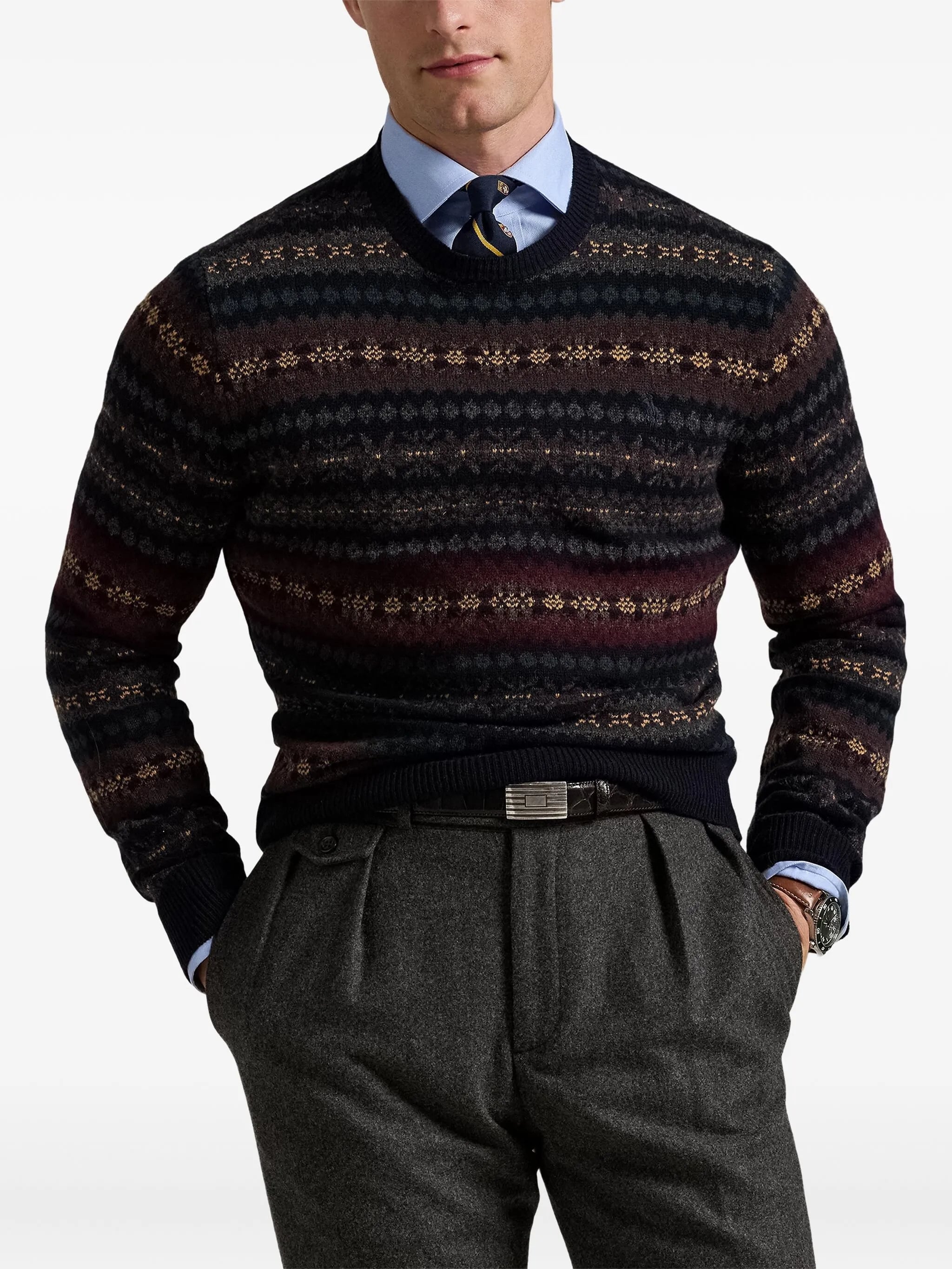 POLO  Men's Wool Round Neck Sweater-OSI