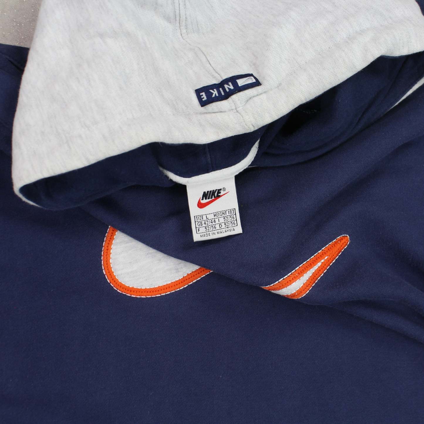 RARE 1990s  Swoosh Hoodie Navy-OSI