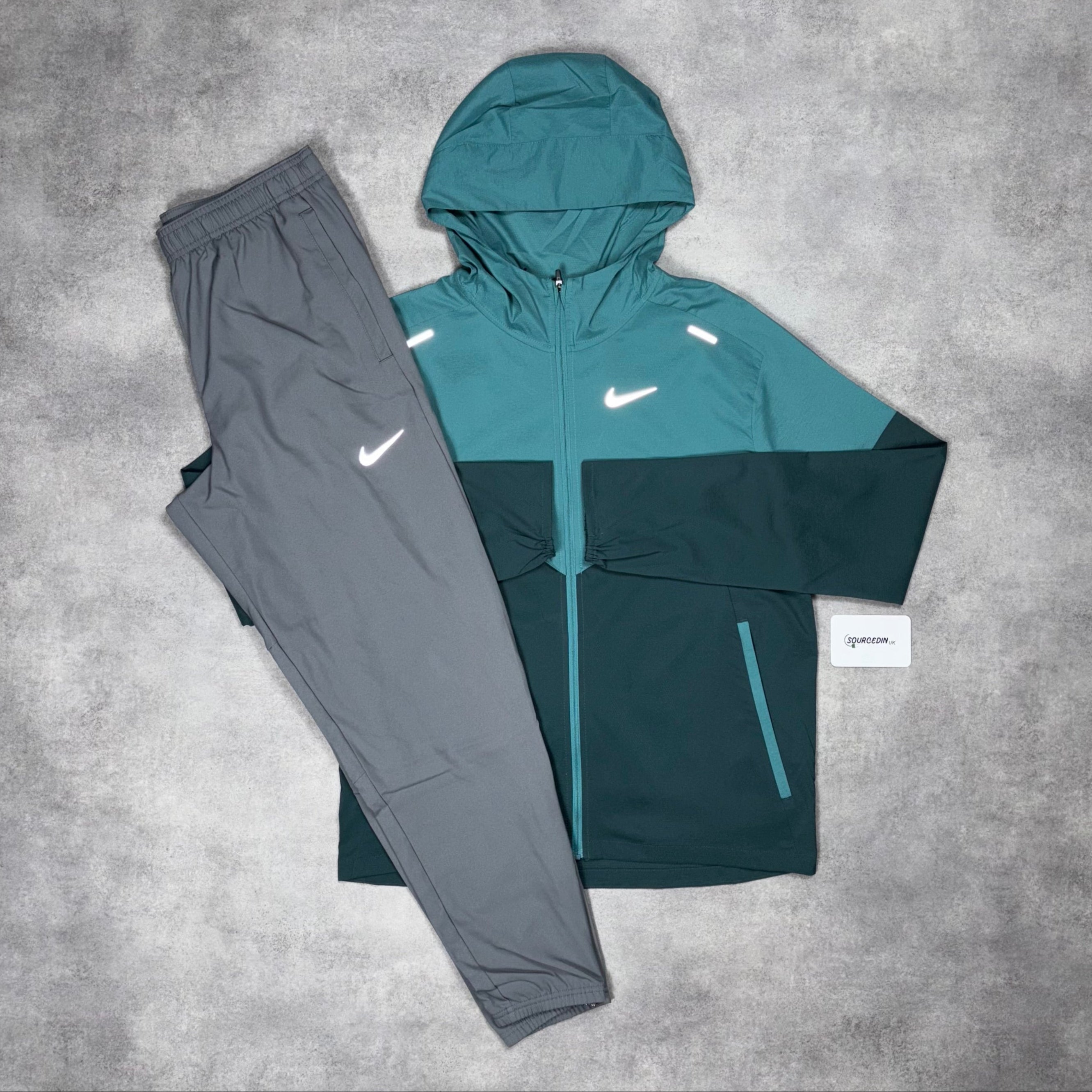 Uv Windrunner Jacket Teal & Black/Grey Woven Challenger Pants Set-OSI