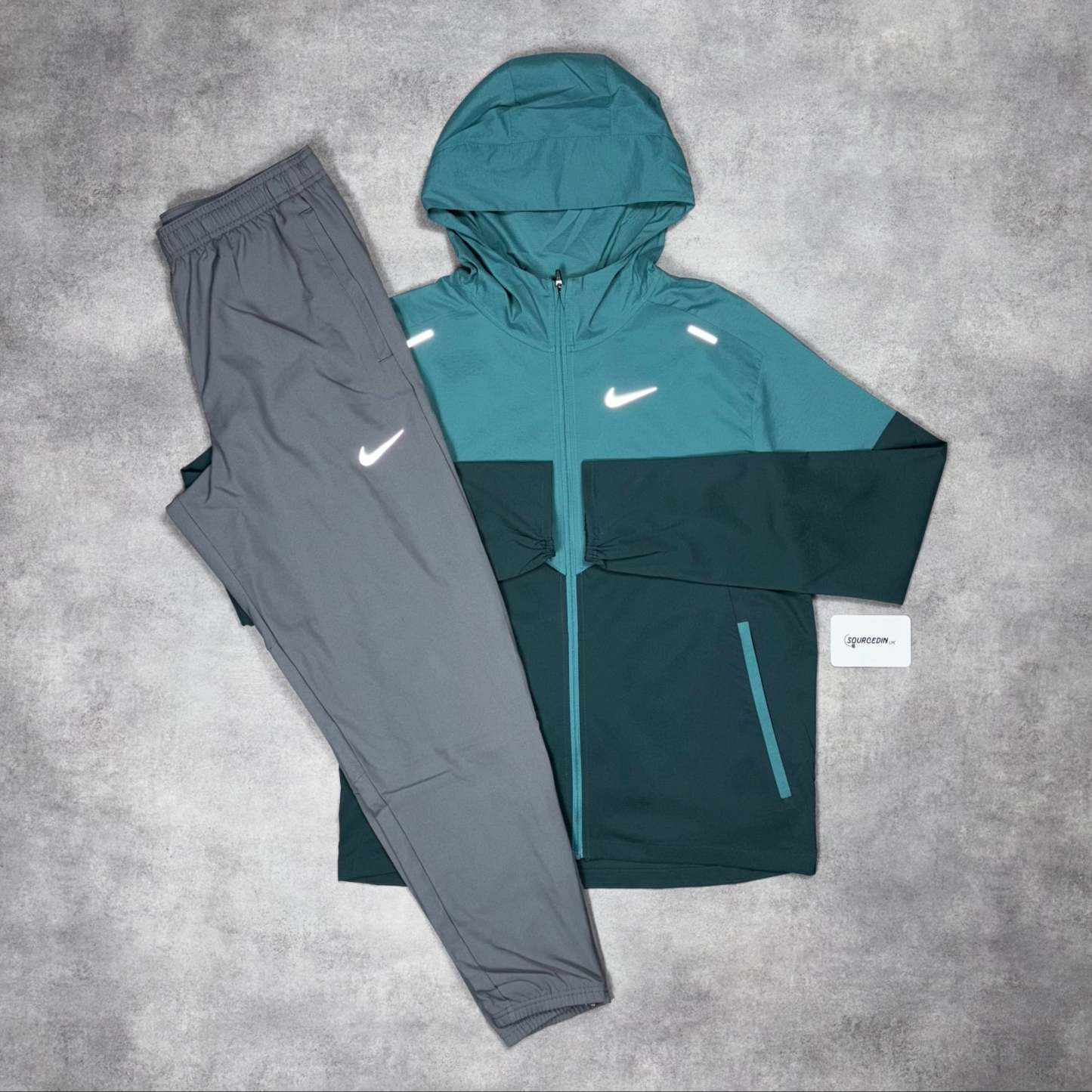 Uv Windrunner Jacket Teal & Black/Grey Woven Challenger Pants Set-OSI