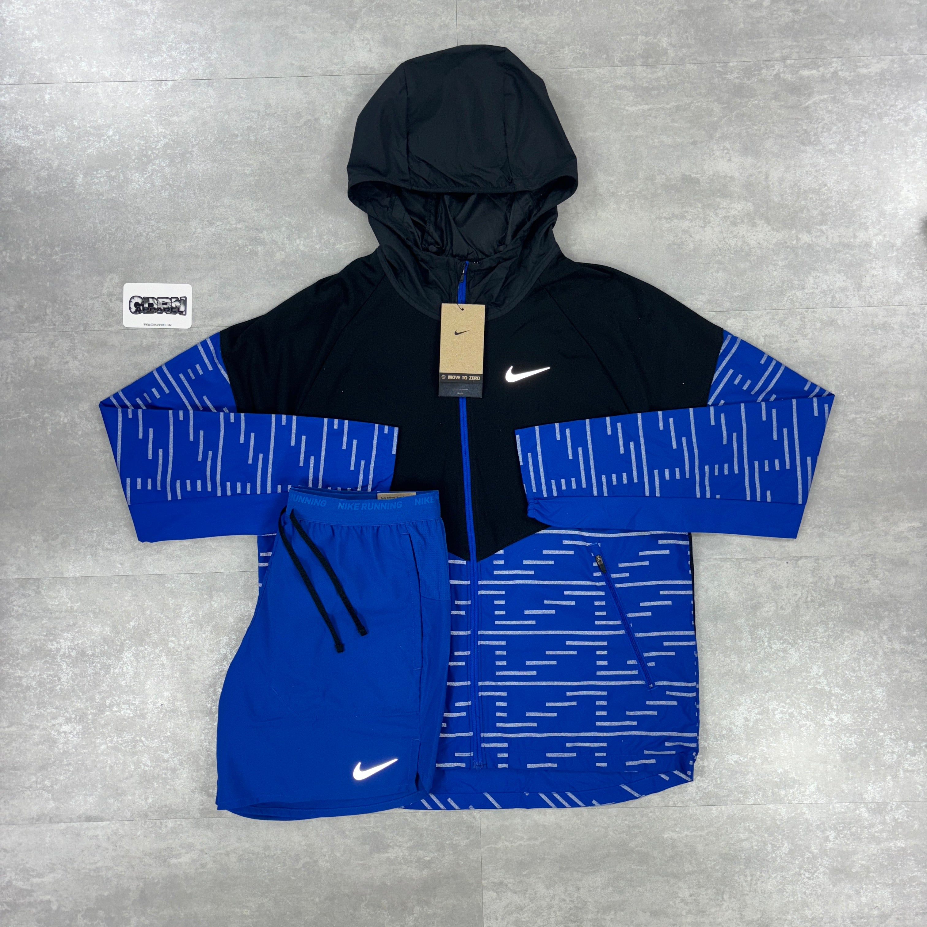 Running Division Windbreaker Jacket Blue & Blue Flex Stride Shorts-OSI