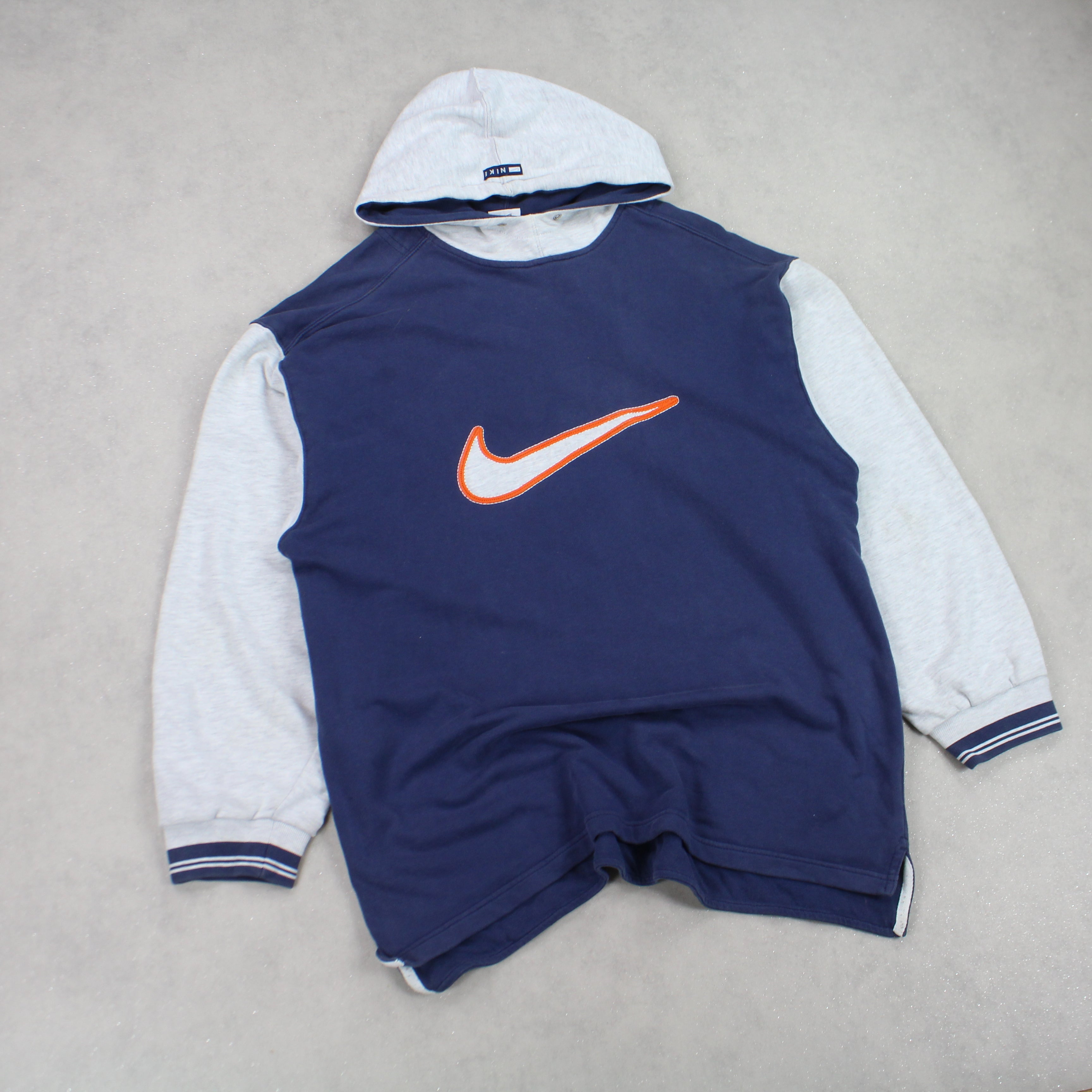 RARE 1990s  Swoosh Hoodie Navy-OSI