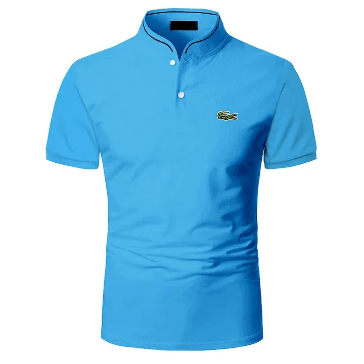 Men's Solid Color Short Sleeve Polo Shirt-OSI