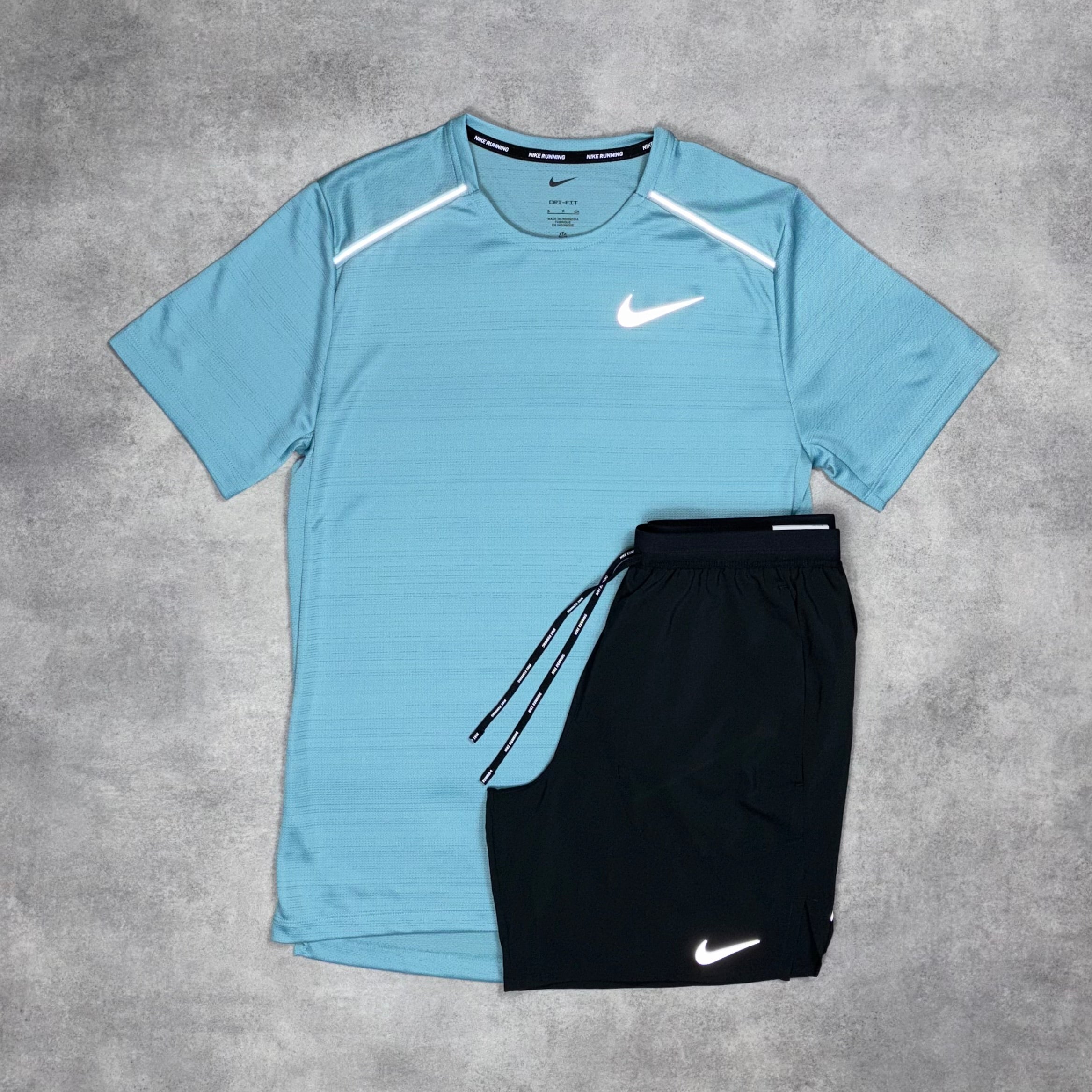 Miler T-Shirt Denim Turquoise& Black/Grey 7" Flex Stride Short Set-OSI
