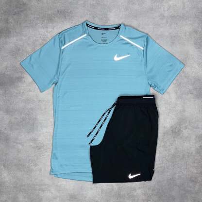 Miler T-Shirt Denim Turquoise& Black/Grey 7" Flex Stride Short Set-OSI