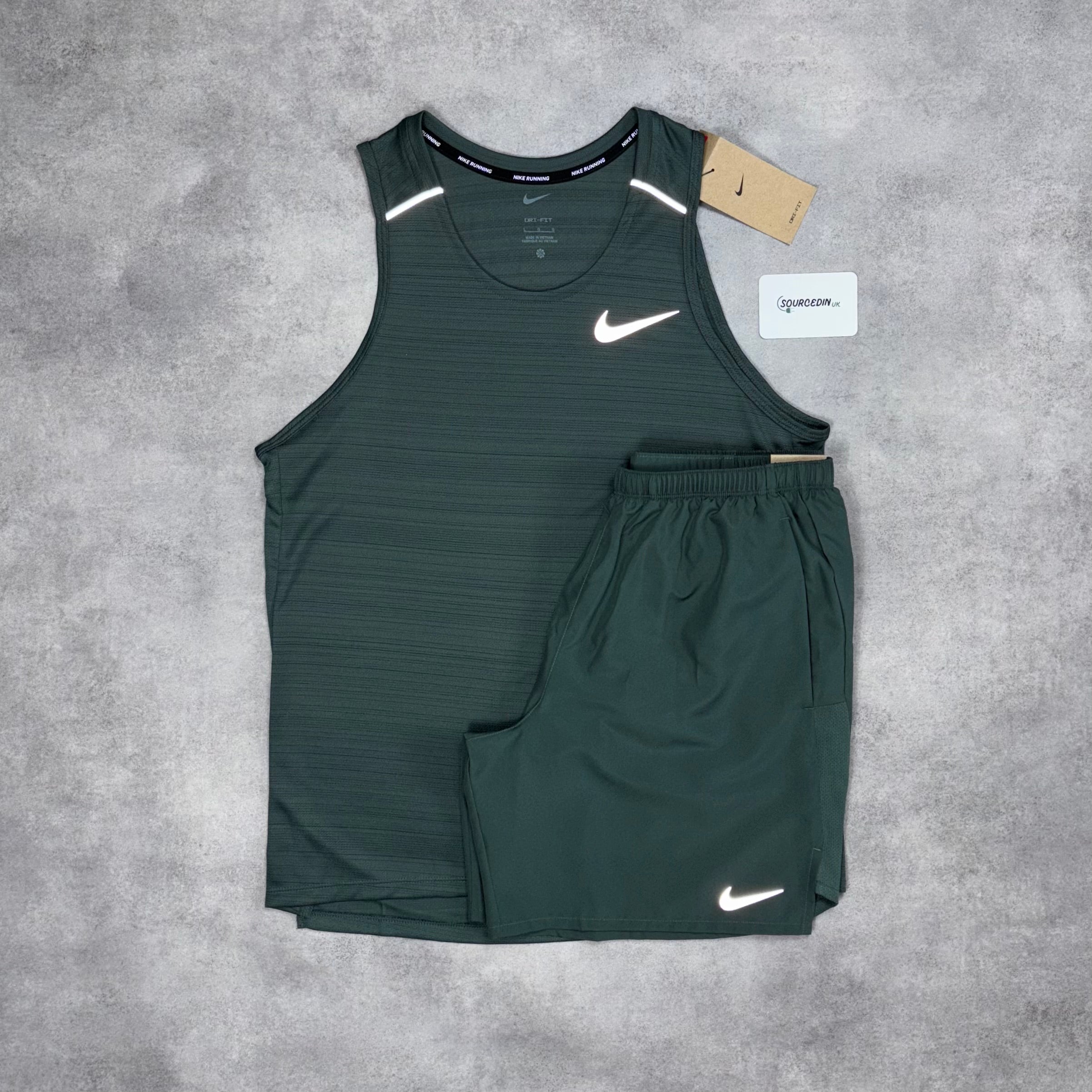 Miler Vest Vinatge Green & Vintage Green Challenger 5" Short Set-OSI