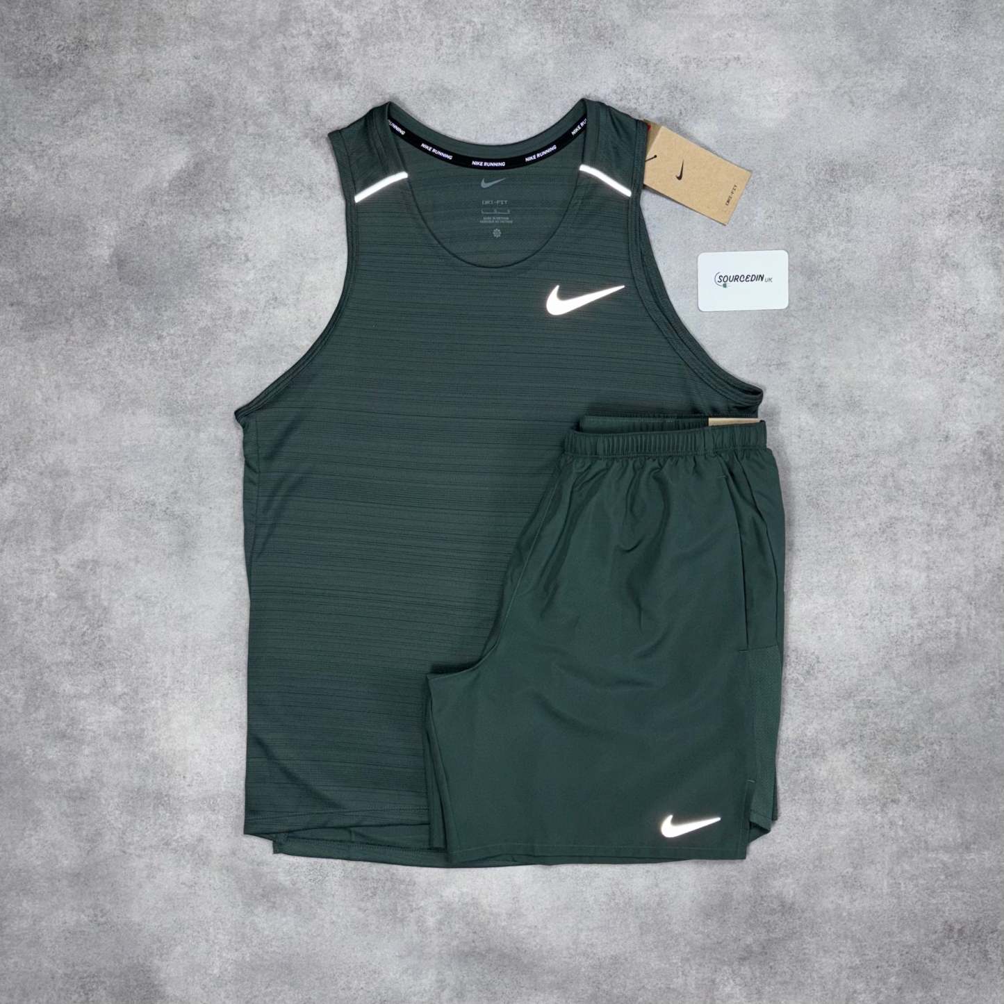 Miler Vest Vinatge Green & Vintage Green Challenger 5" Short Set-OSI