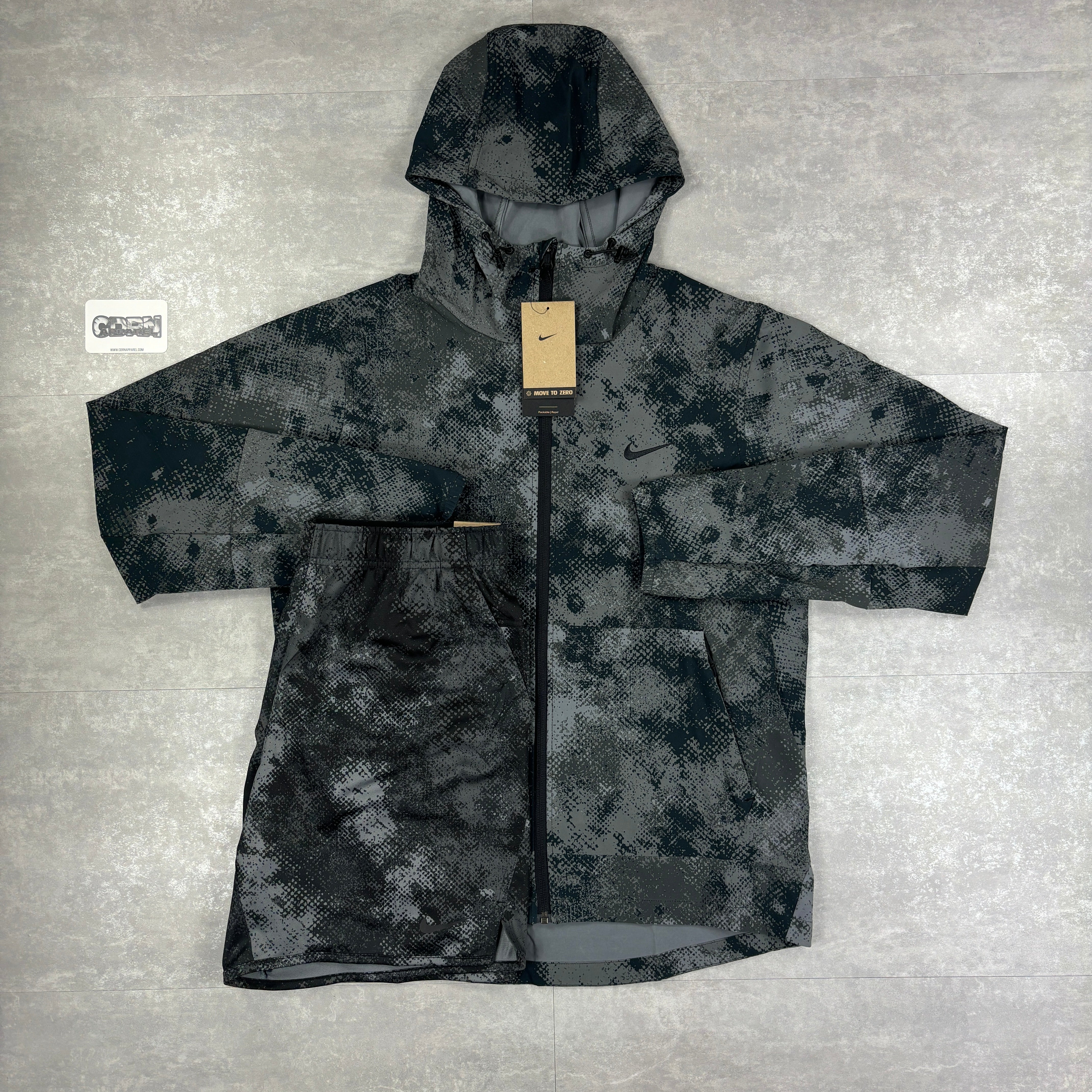 Black Digital Unlimited Windbreaker Jacket & Black Digital Shorts Set-OSI