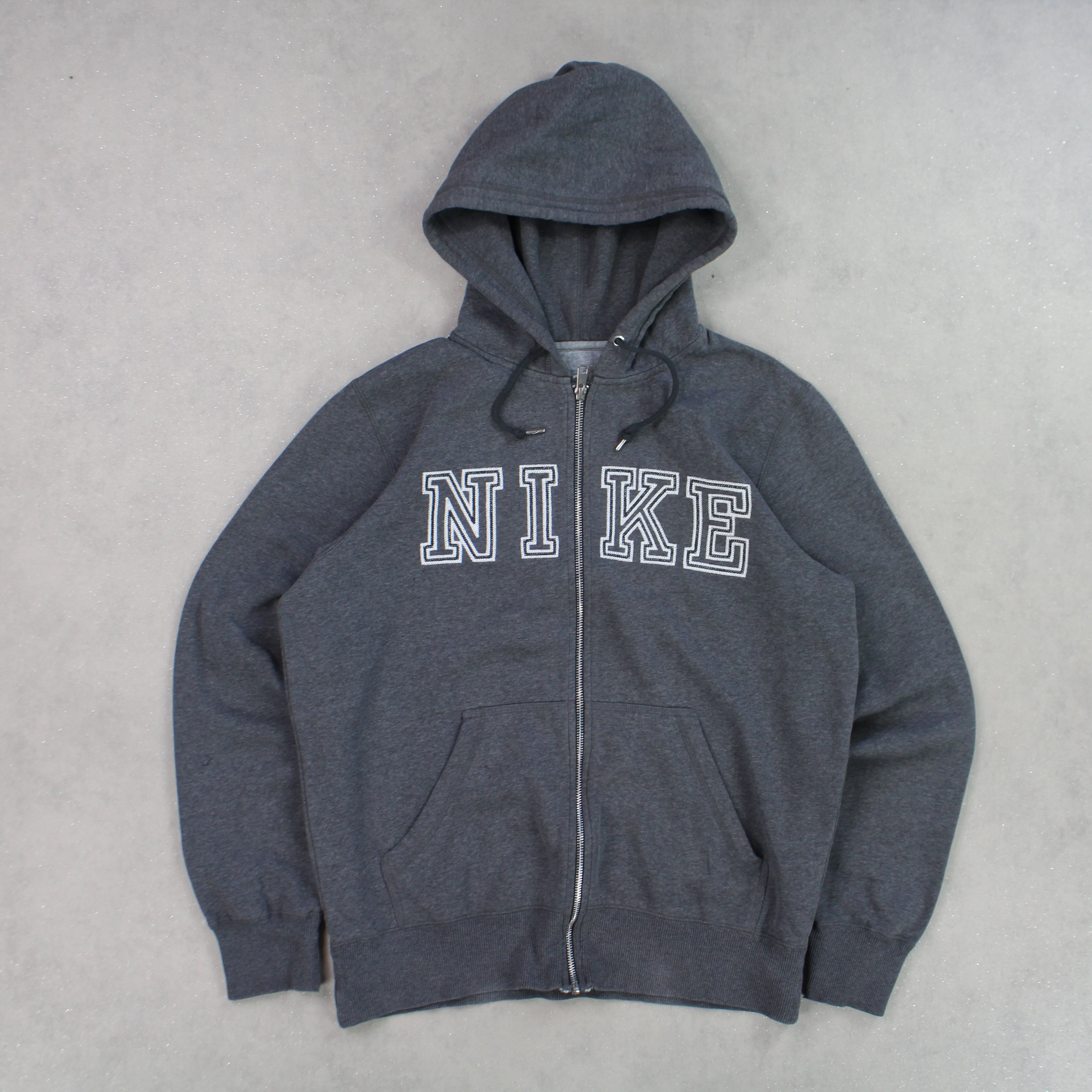 RARE 2000s  Zip Up Hoodie Grey-OSI