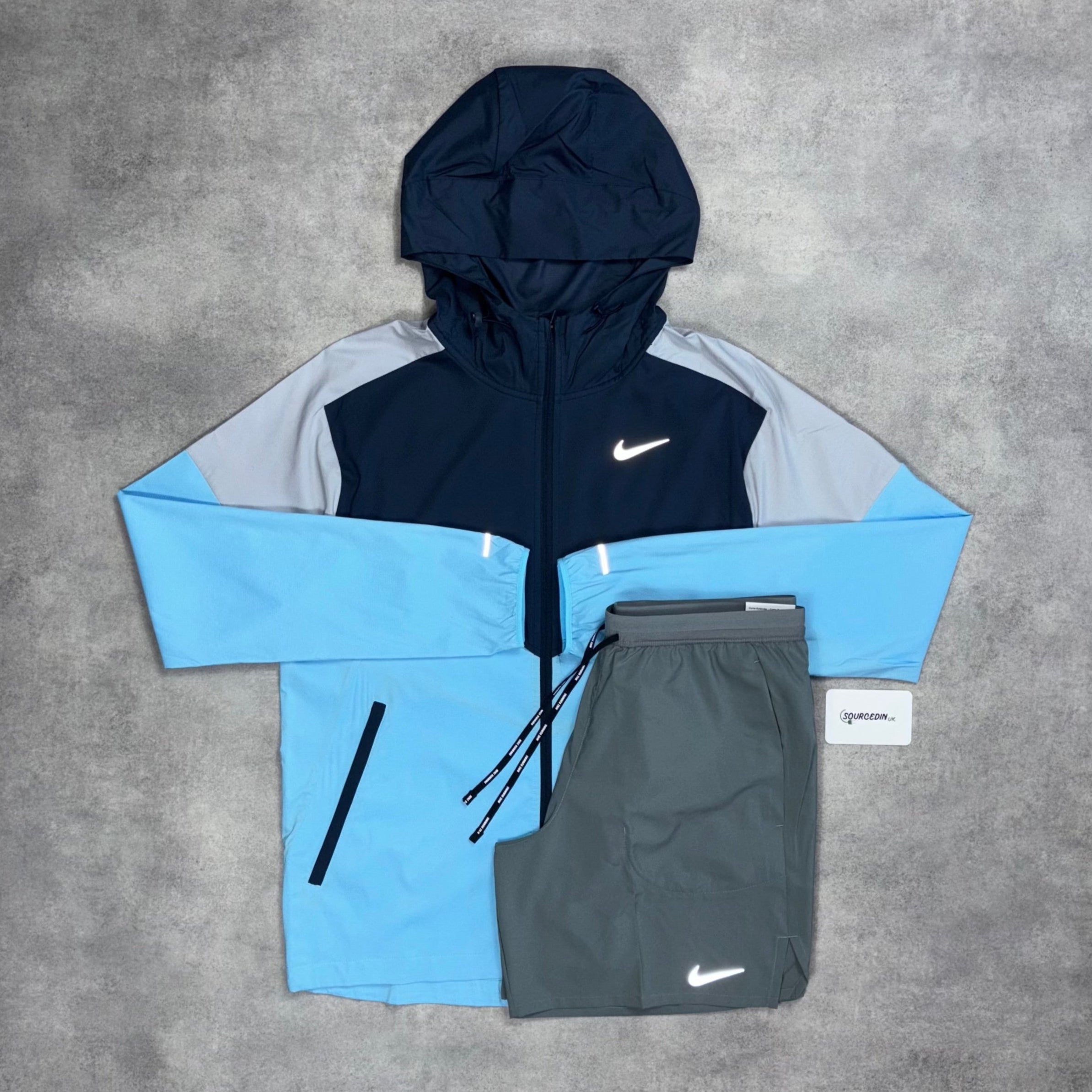 Uv Windrunner Jacket Pacific Blue & Grey 7” Flex Stride Short Set-OSI