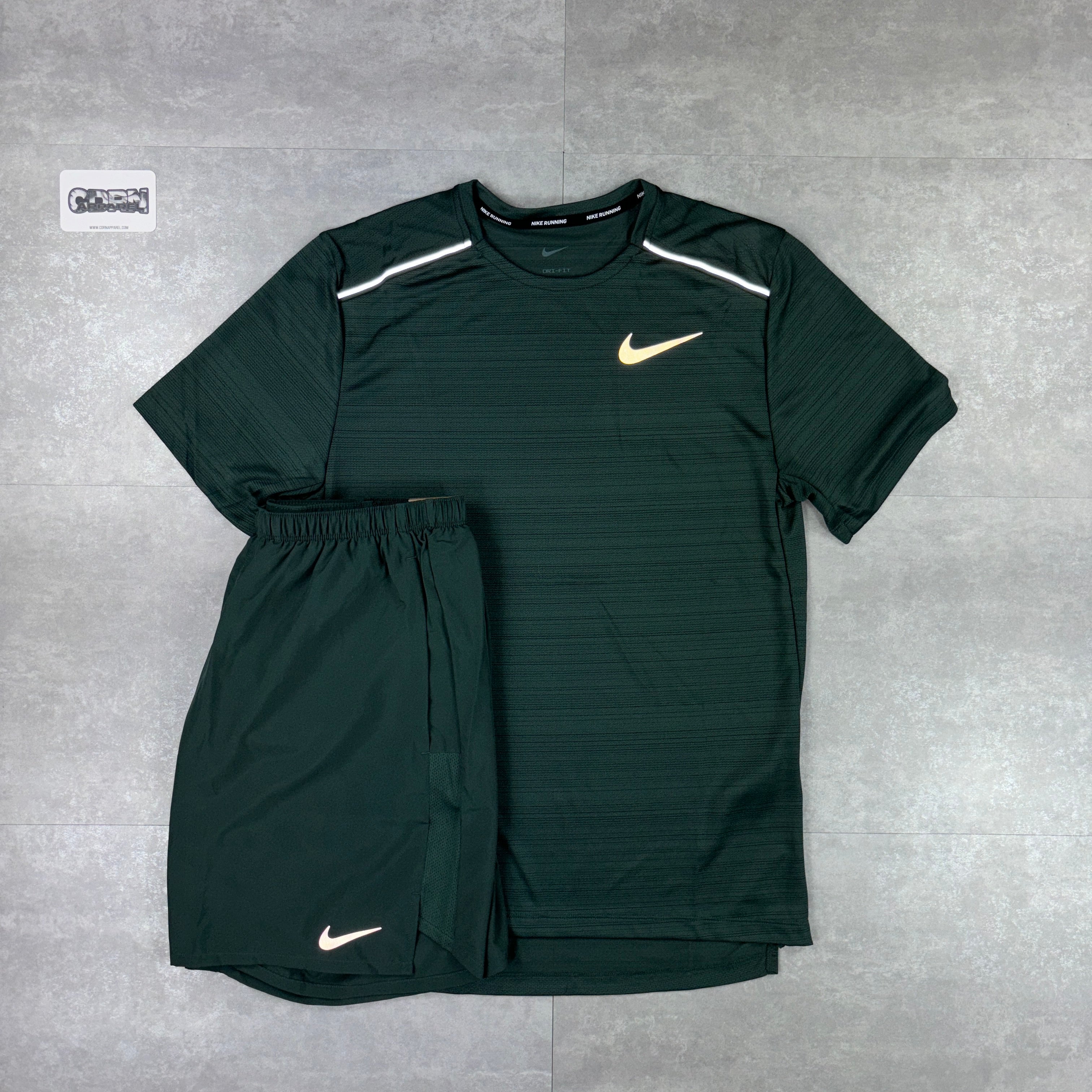 Vintage Green UV Windbreaker,  Miler T-Shirt &  Challenger Shorts Set-OSI