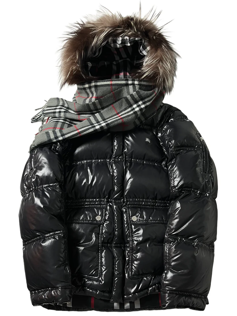 Genuine leather down jacket + (scarf)