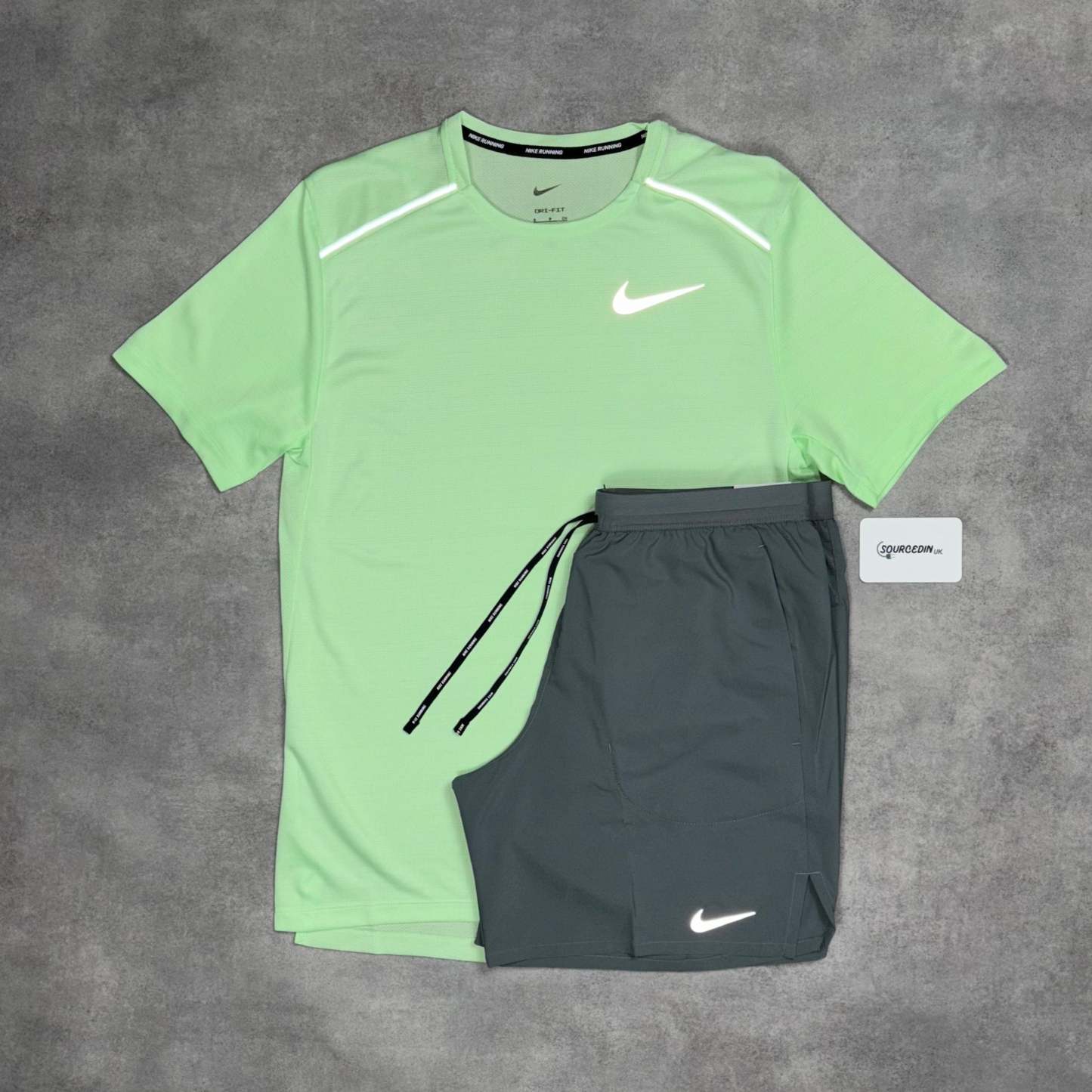 Miler T-Shirt Vapour Gren & Grey/Black 7" Challenger/Flex Short Set-OSI