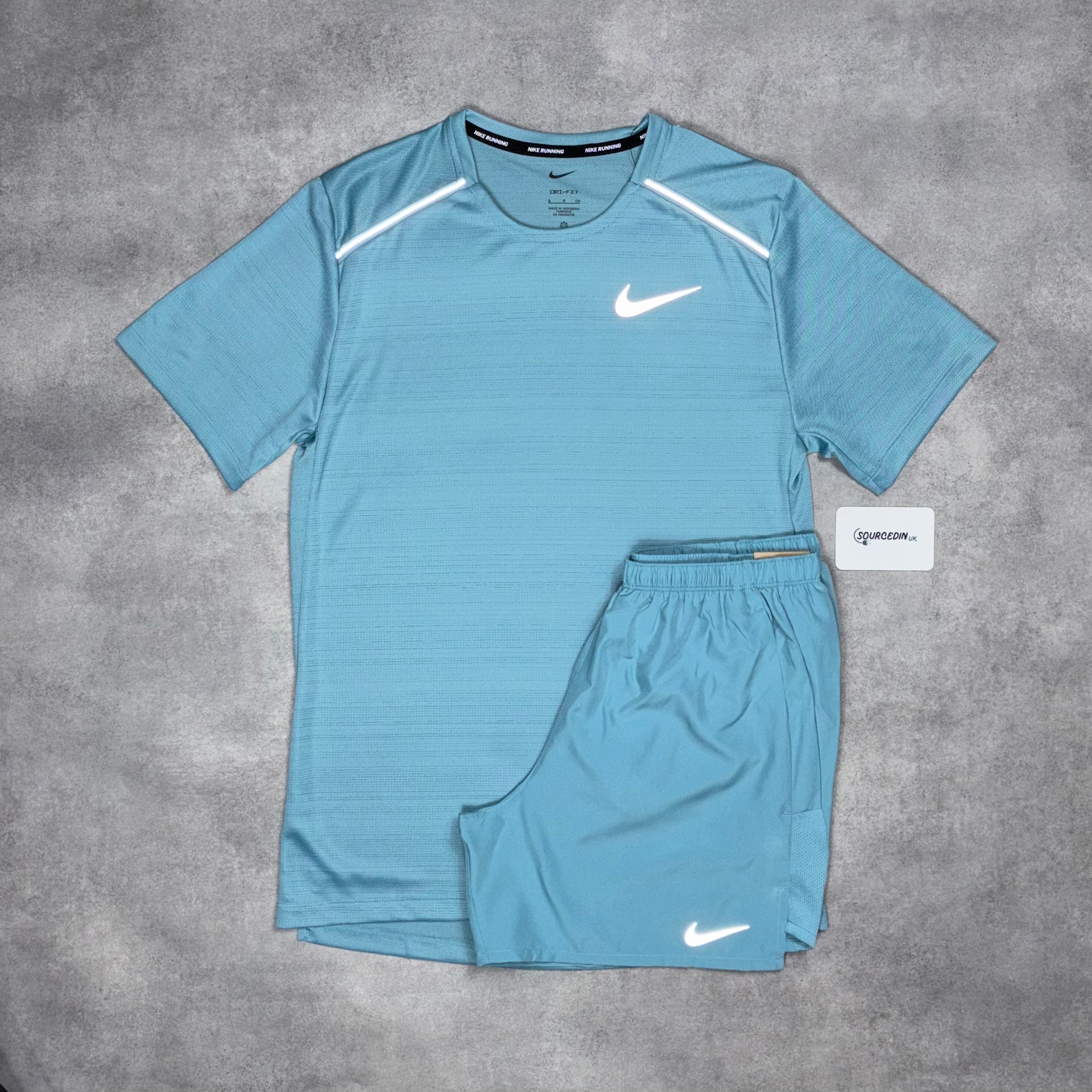 Miler T-Shirt Denim Turquoise & Denim Turquoise 5” Challenger Short Set-OSI