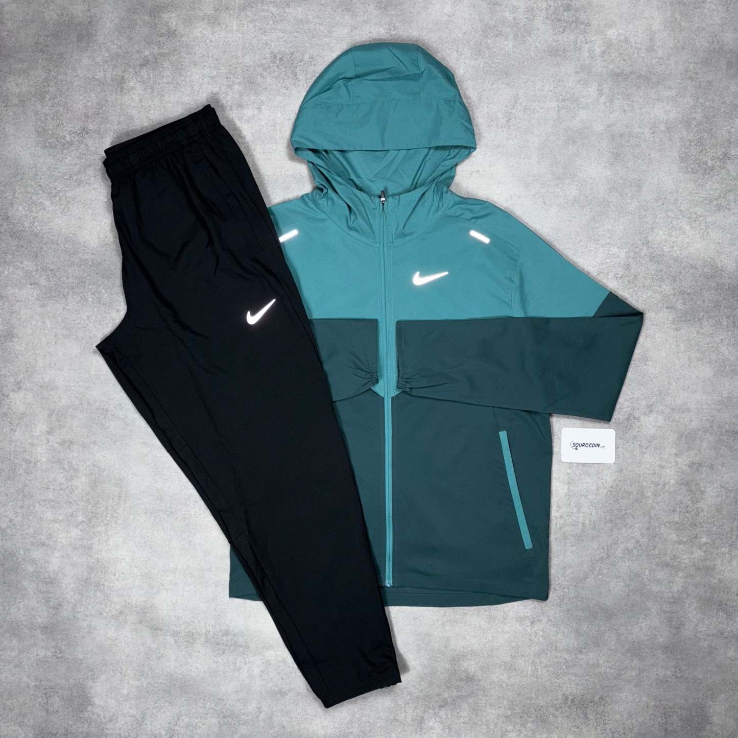 Uv Windrunner Jacket Teal & Black/Grey Woven Challenger Pants Set-OSI