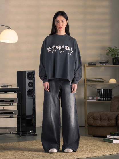 BOWSTONS JEANS - WASHED BLACK-OSI