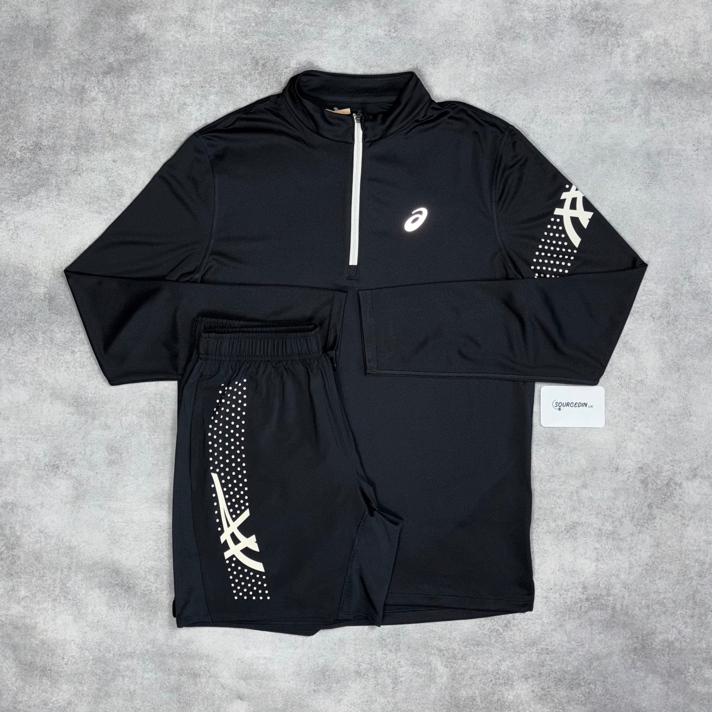 Asics Icon 1/4 Black & Black 7" Icon Short Set-OSI