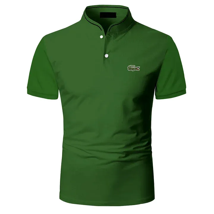 Men's Solid Color Short Sleeve Polo Shirt-OSI