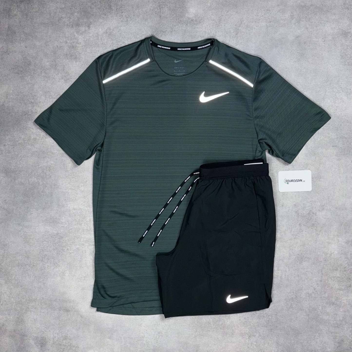 Miler T-Shirt Vintage Green & Grey/Black 7" Flex/Challenger Short Set-OSI