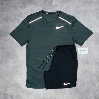 Miler T-Shirt Vintage Green & Grey/Black 7" Flex/Challenger Short Set-OSI