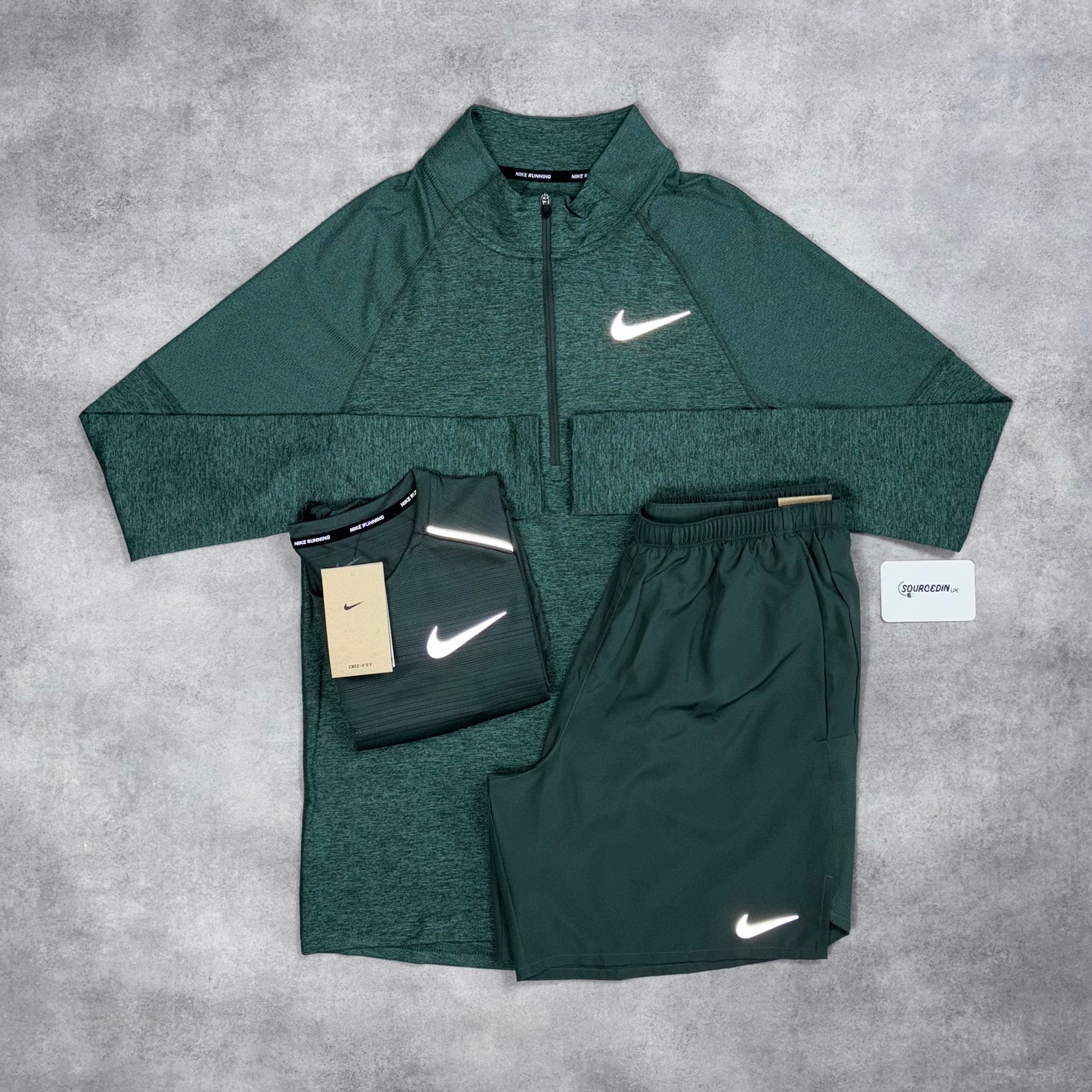 Element 2.0 1/4 Zip 3-Piece Short Set Vintage Green-OSI