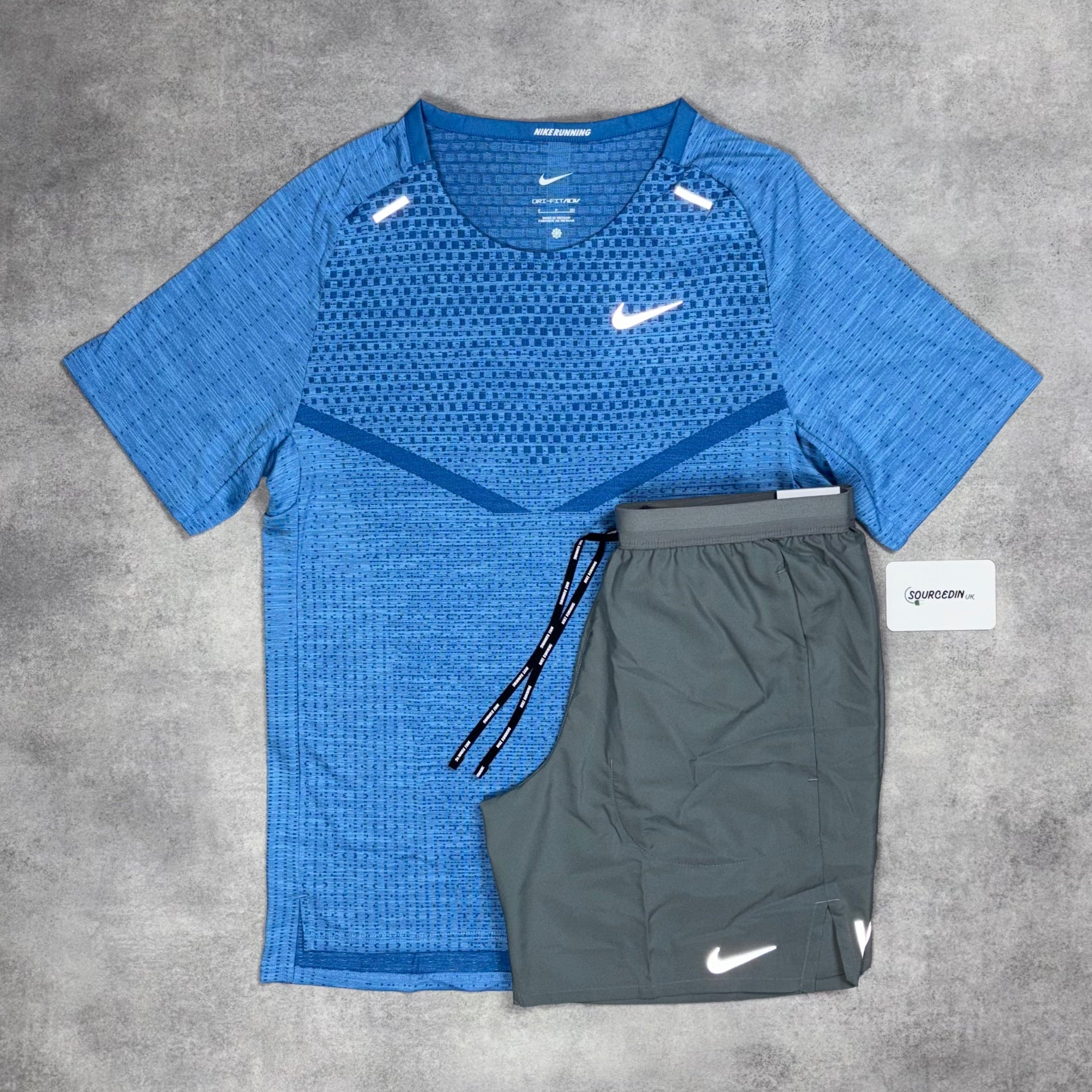 Techknit T-Shirt Star Blue & Grey/Black 7” Flex Short Set-OSI