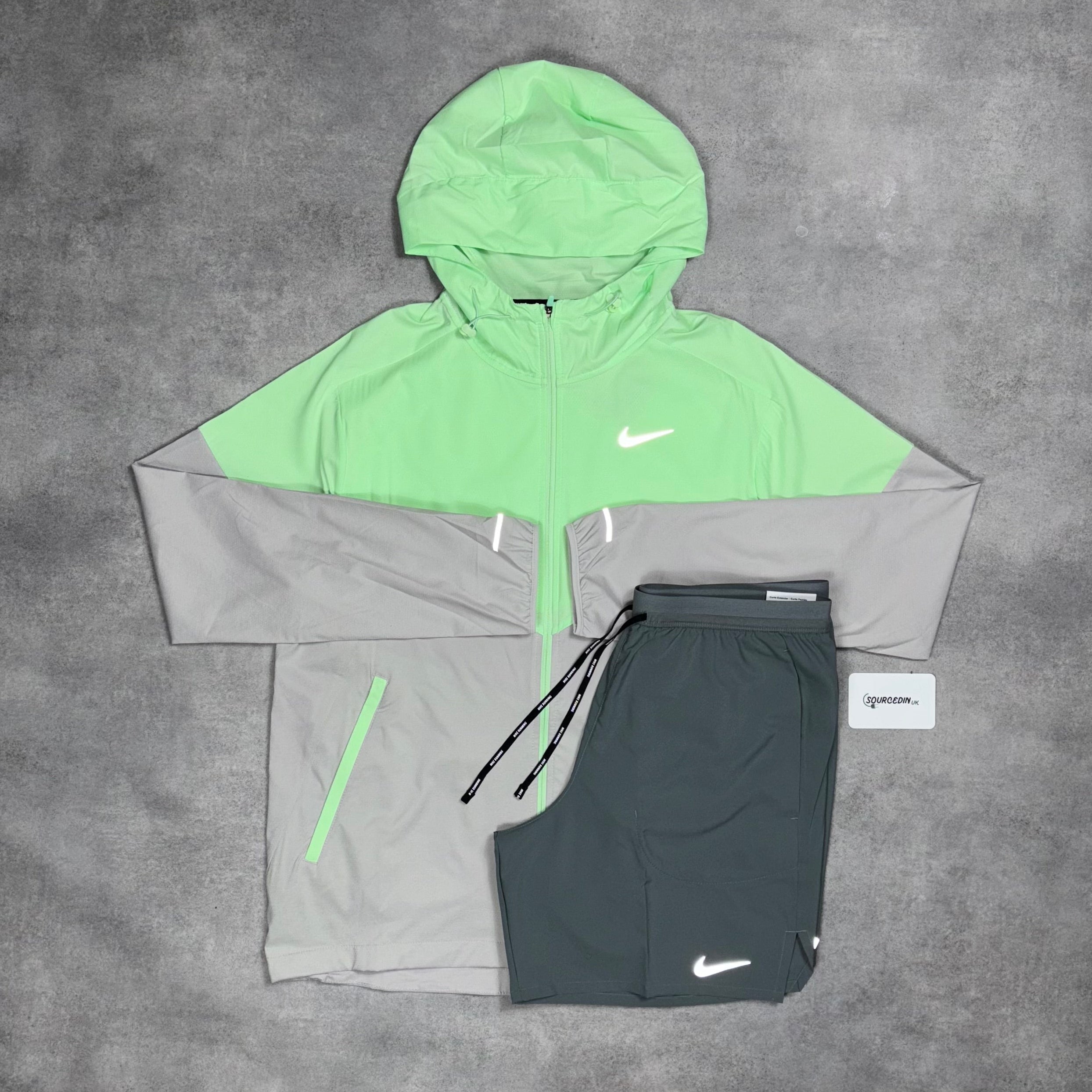 Uv Windrunner Jacket Vapour Green & Black/Grey 7” Flex Stride Short Set-OSI