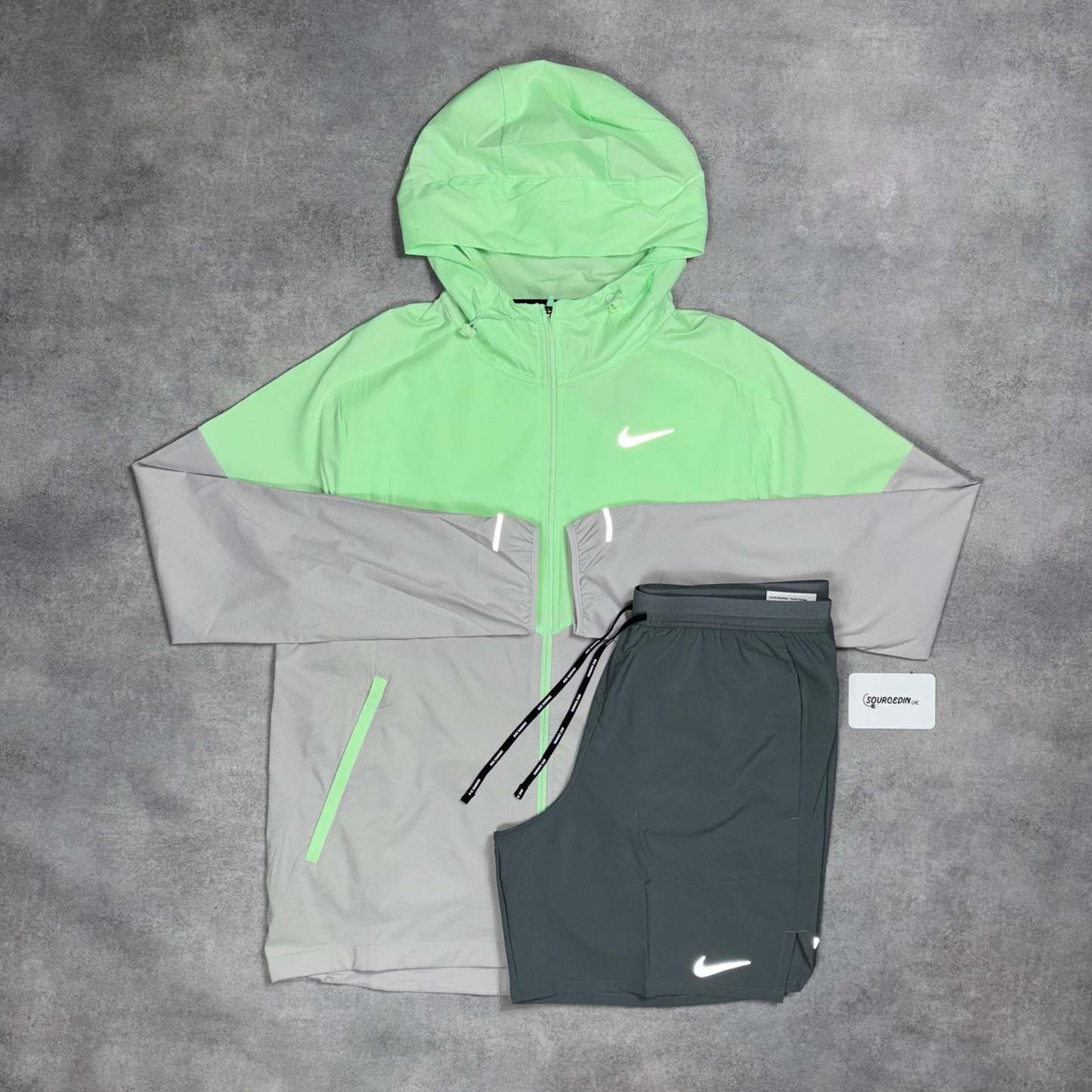 Uv Windrunner Jacket Vapour Green & Black/Grey 7” Flex Stride Short Set-OSI