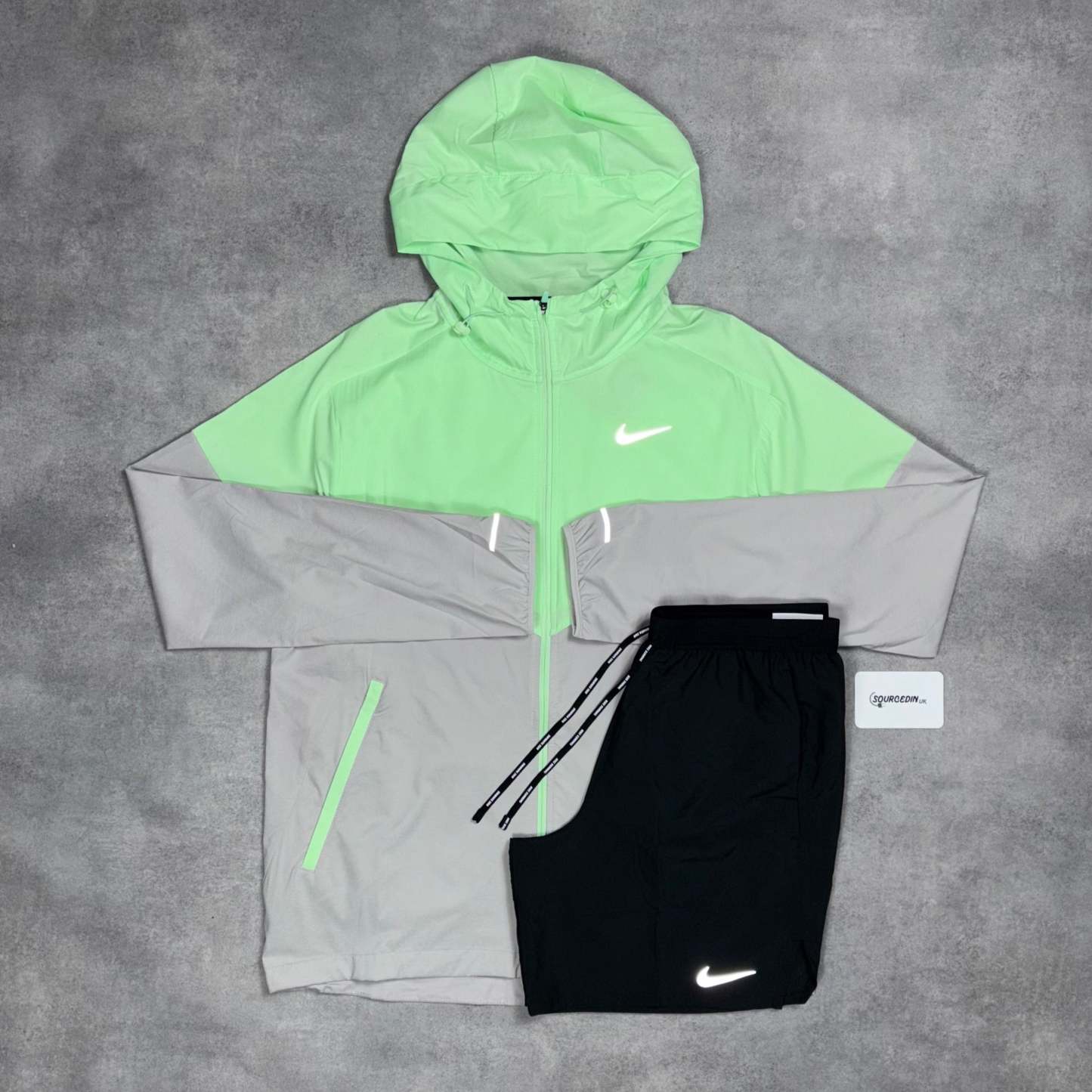 Uv Windrunner Jacket Vapour Green & Black/Grey 7” Flex Stride Short Set-OSI