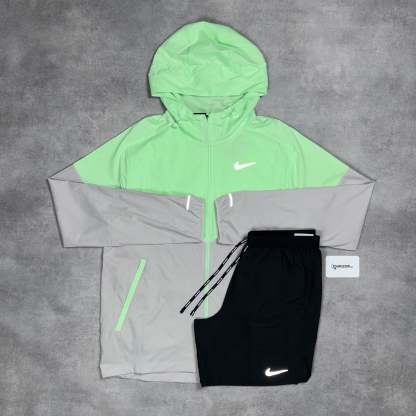 Uv Windrunner Jacket Vapour Green & Black/Grey 7” Flex Stride Short Set-OSI