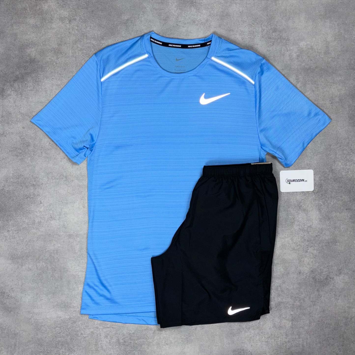 Miler T-Shirt University Blue & Grey/Black 7” Challenger/Flex  Short Set-OSI
