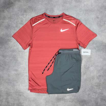 Miler T-Shirt Adobe Red & Grey/Black 7" Challenger/Flex Short Set-OSI
