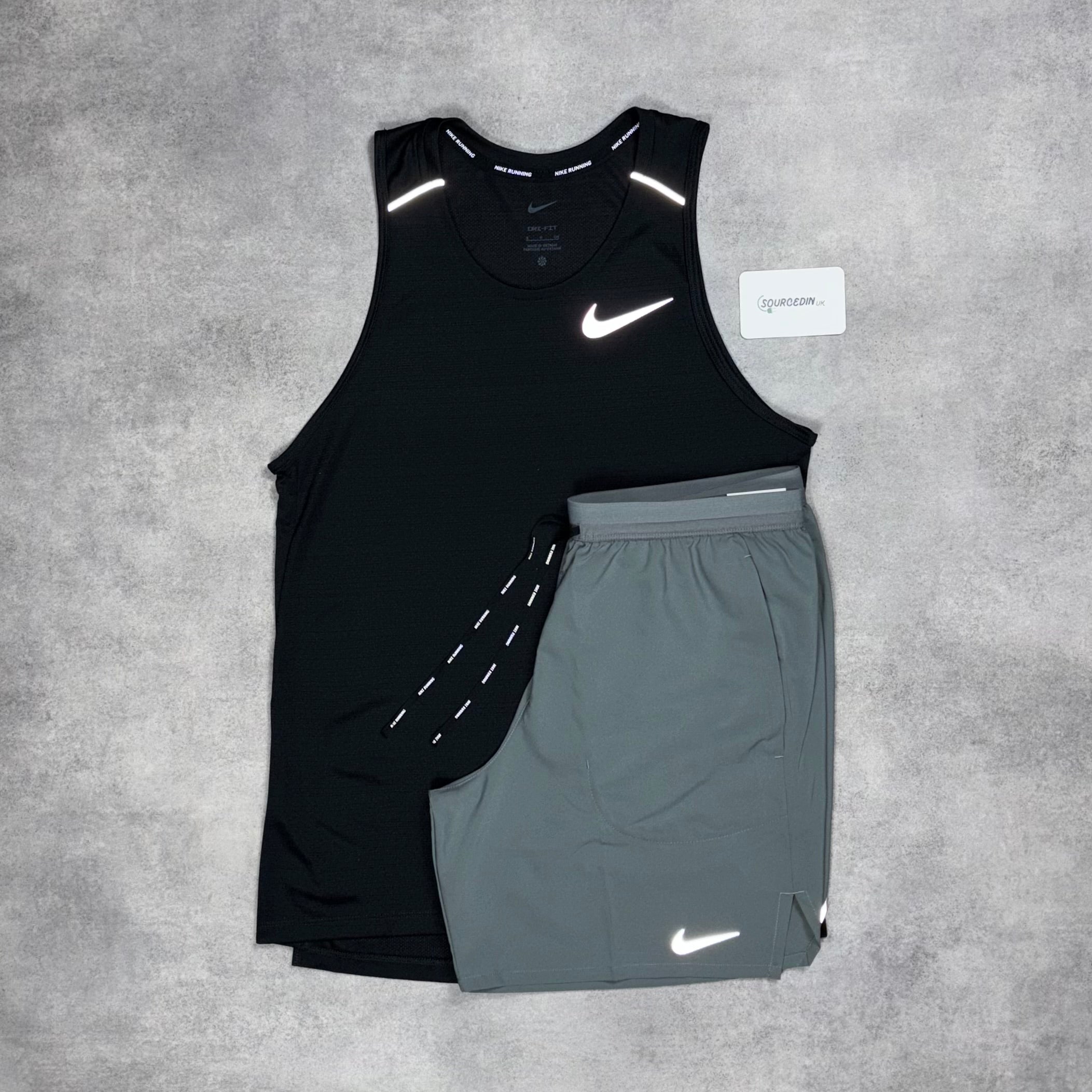 Miler Vest Black & Grey/Black Flex Stride Short Set-OSI