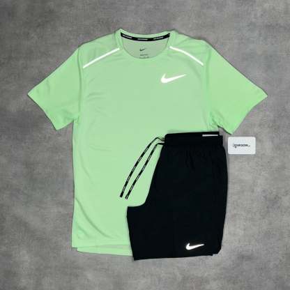 Miler T-Shirt Vapour Gren & Grey/Black 7" Challenger/Flex Short Set-OSI