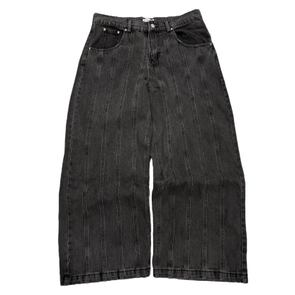 STRIPED STONEWASHED JEANS-OSI