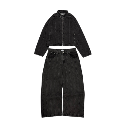 STRIPED STONEWASHED JEANS-OSI